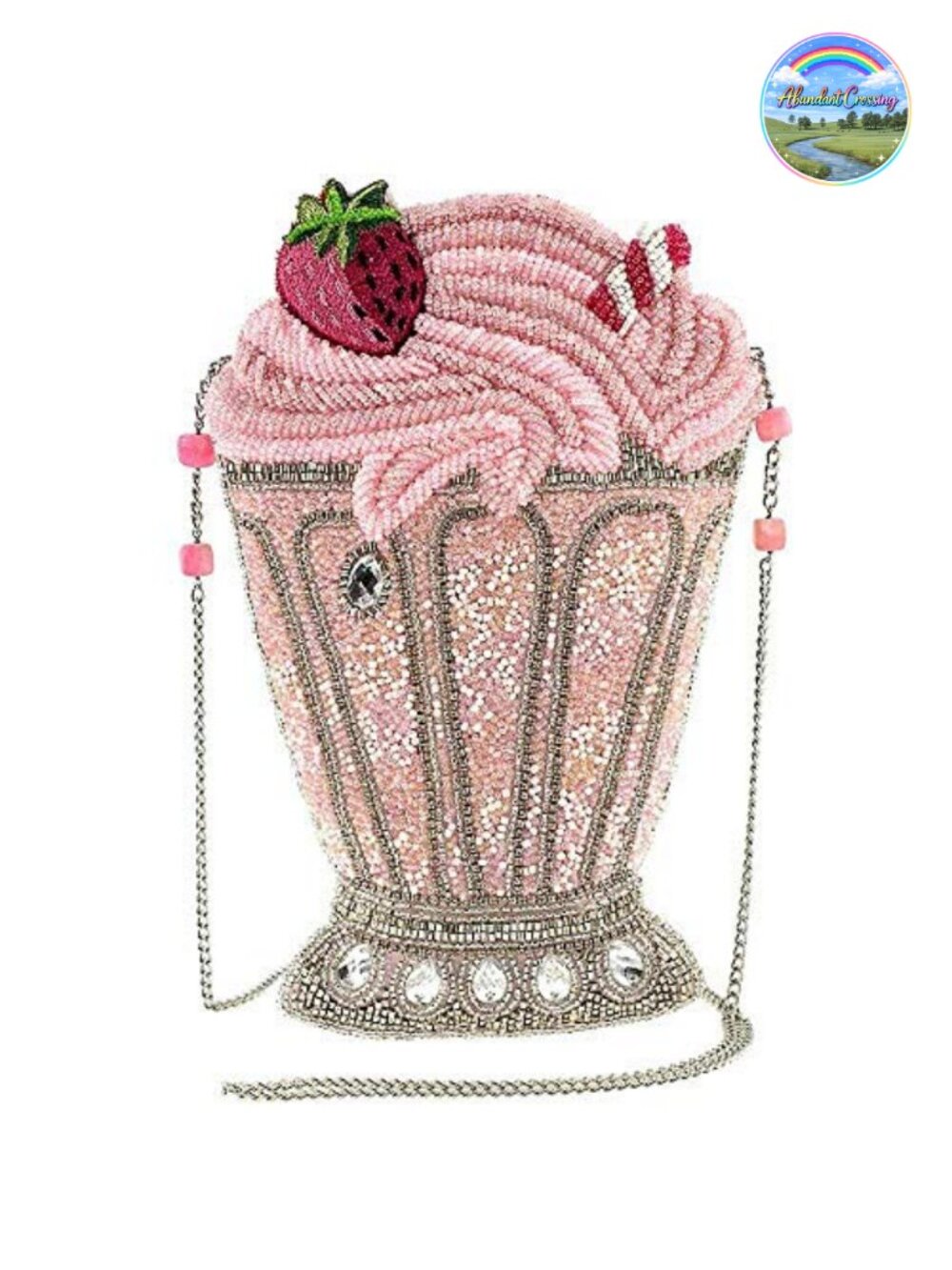 Beaded Crossbody Handbag with Removable Chain Strap